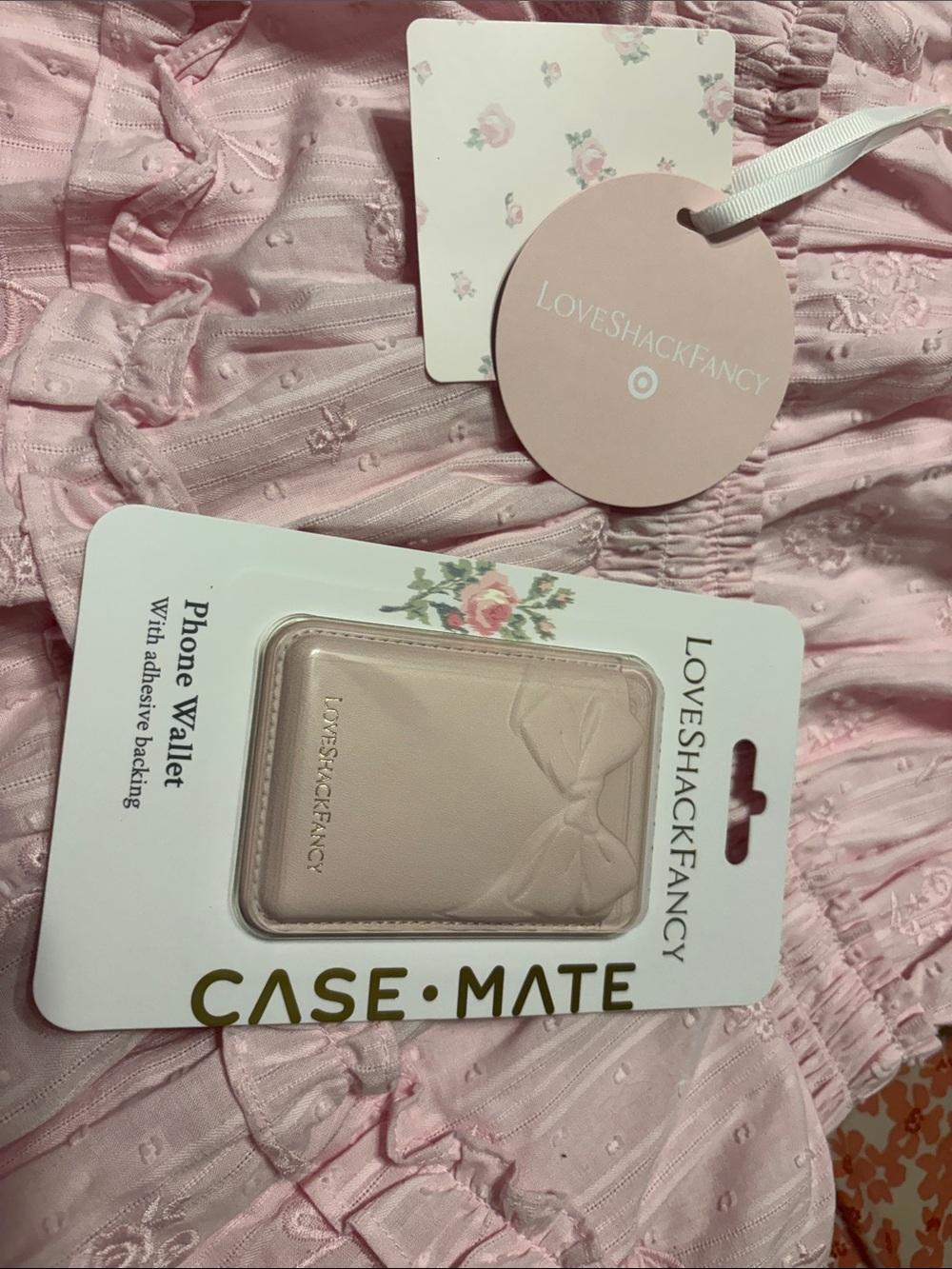 LoveShackFancy Blush Pink Bow Phone Wallet
